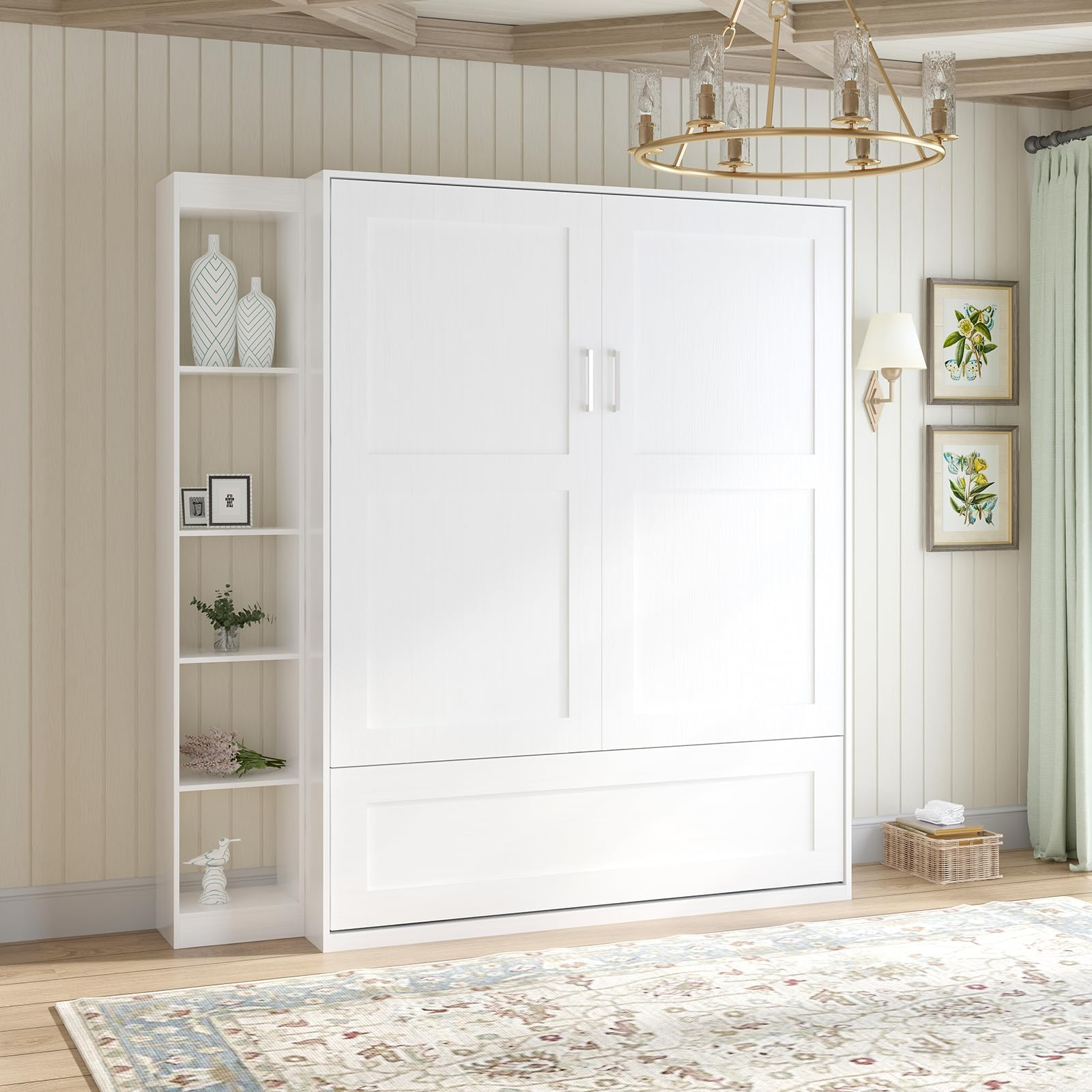 Amazon.com: Mjkone Murphy Bed With 1 Side Cabinet, Folding Wall Bed For ... intended for Installing murphy bed in a box safely and efficiently