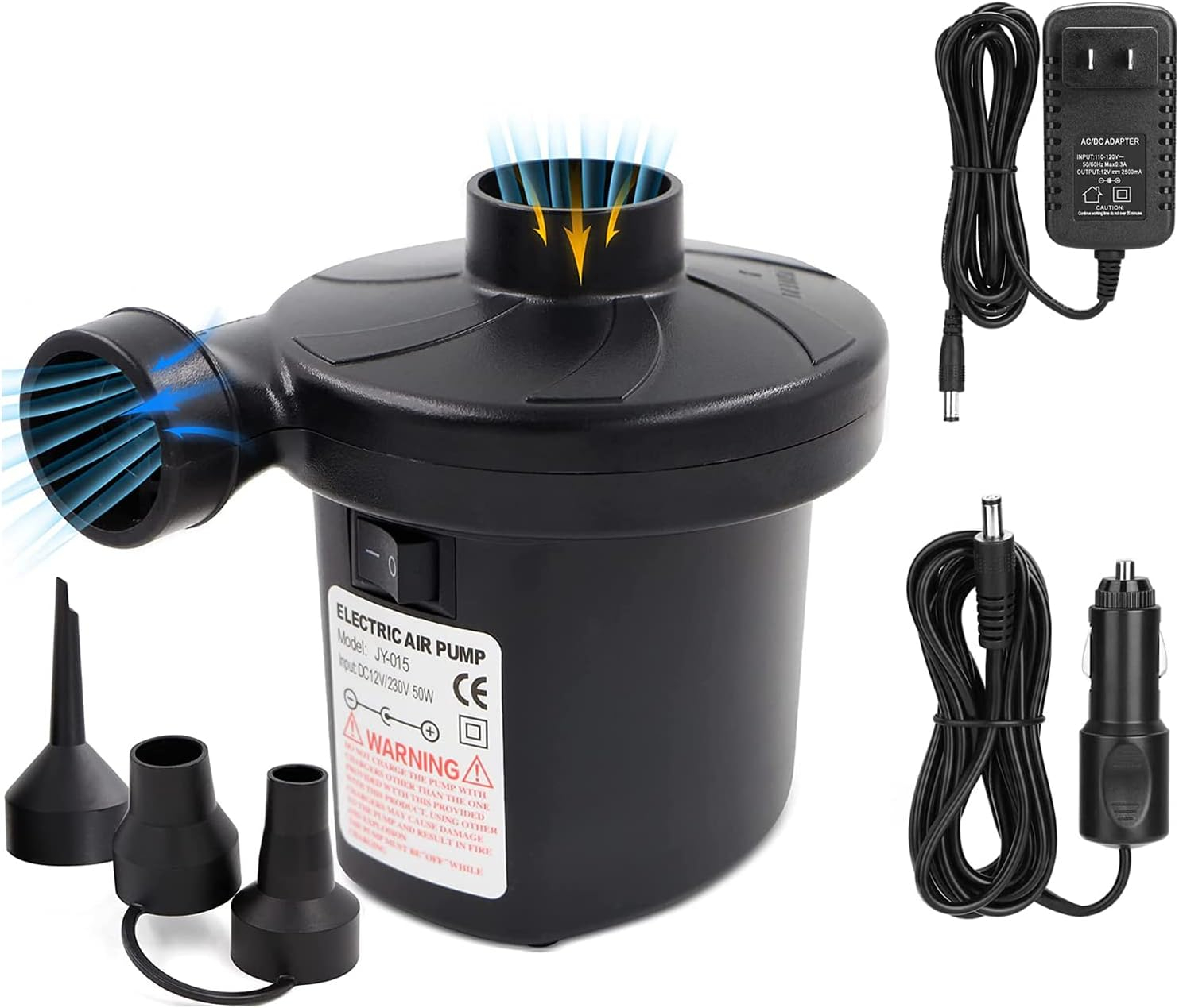 Amazon.com: Portable Electric Air Pump: Air Mattress Pump With 3 ... for Expert tips for selecting air pump adapters that won't damage your air mattress