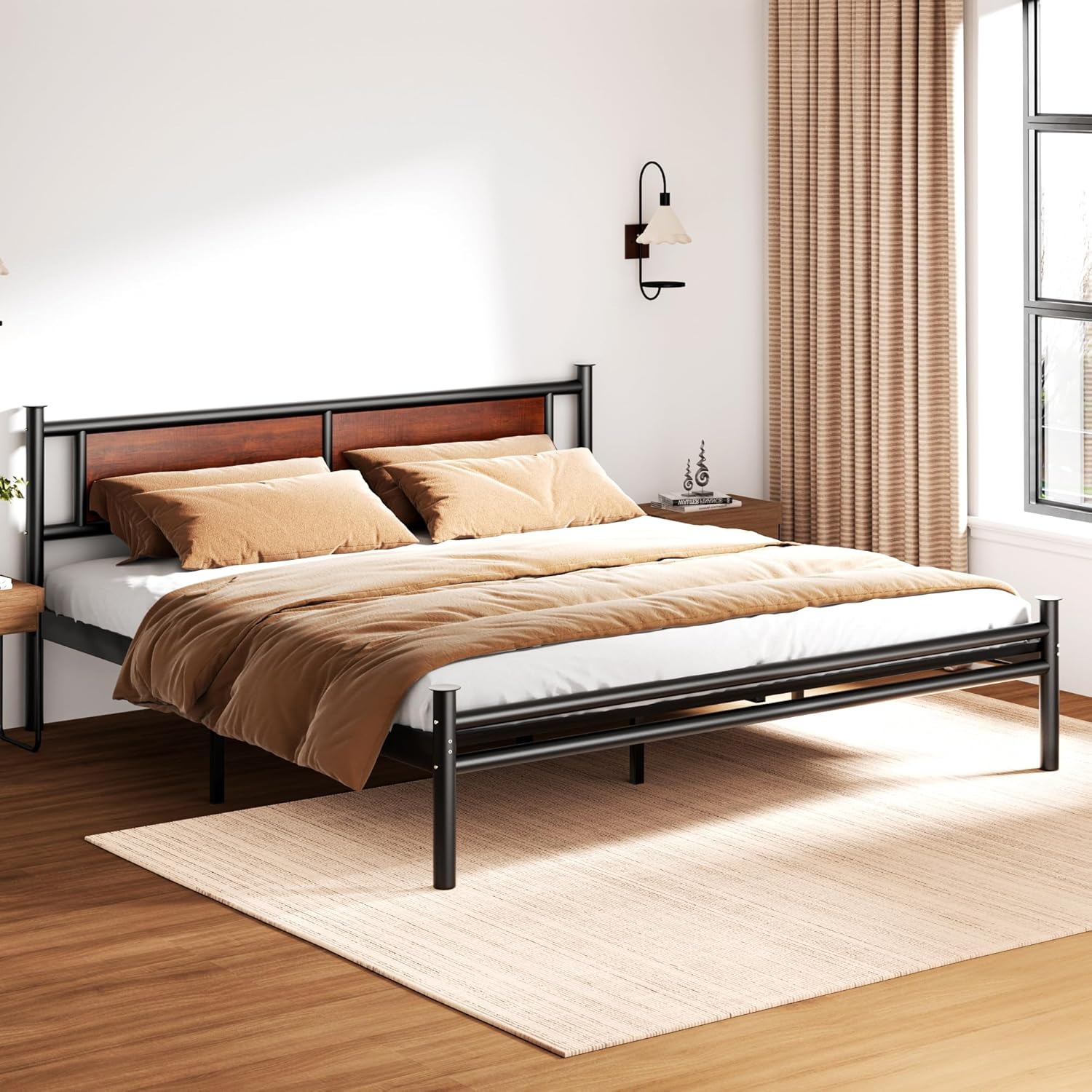 Amazon.com: Sismplly California King Bed Frame With Wooden Headboard ... within Understanding the Best Black Bed Frame California King Options for Your Bedroom