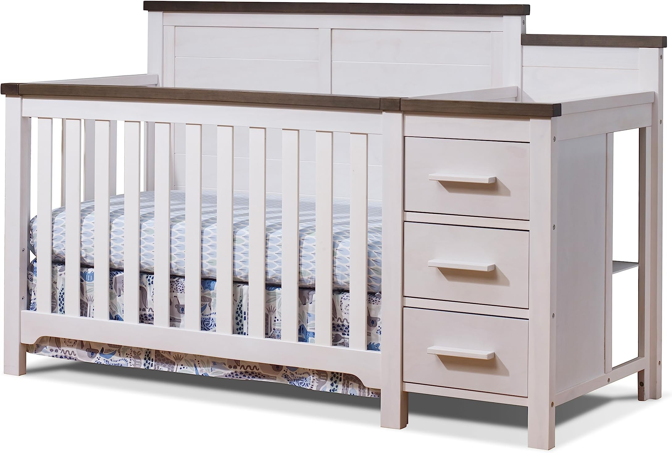 Amazon.com : Sorelle Furniture Farmhouse Crib And Changer With Rustic ... in Crib And Toddler Bed Combo