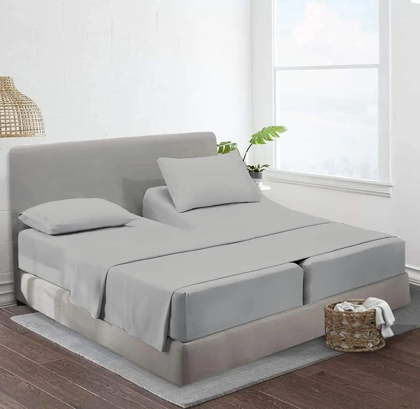 Amazon.com: Split King Sheets Sets For Adjustable Bed Cotton-Split King ... regarding King Split Sheets For Adjustable Bed