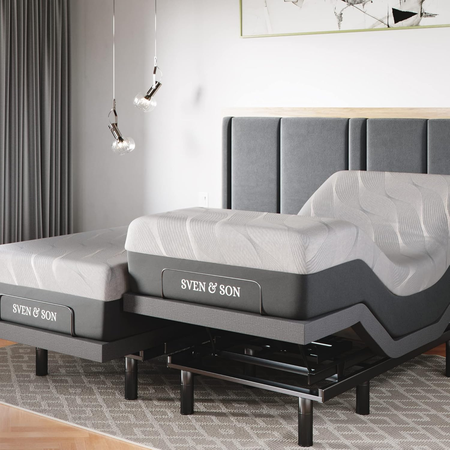 Amazon.com: Sven & Son Split King Adjustable Bed Base Frame + 14 ... with regard to Split Cal King Adjustable Bed Frame