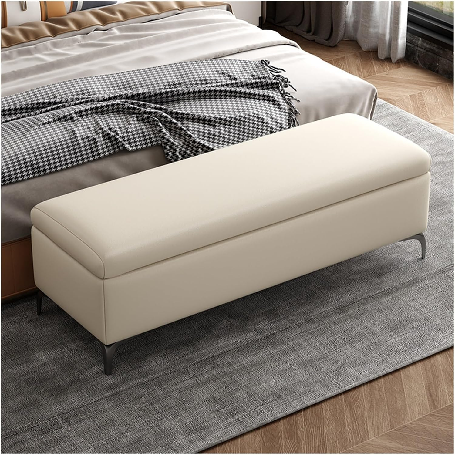 Amazon.com: Tresors End Of Bed Bench Bedroom Bench Storage Benches ... inside Creating Comfortable Seating Solutions for King Bed Rooms