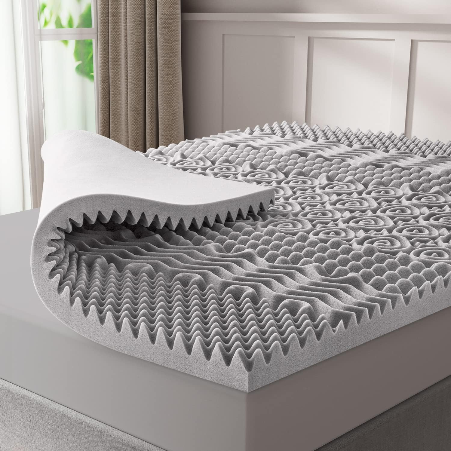 Amazon.com: Unipon 3 Inch Egg Crate Memory Foam Mattress Topper ... inside Foam Egg Crate Mattress Pad