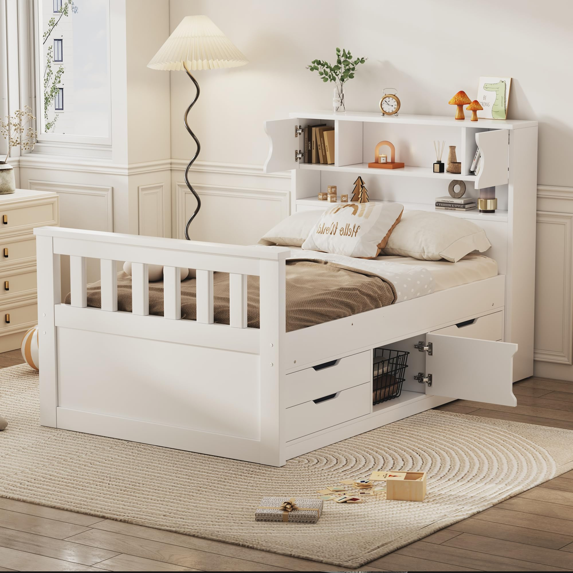 Amazon.com: Vilrocaz Twin Size Captain Platform Bed With Storage ... with Platform Twin Bed With Storage