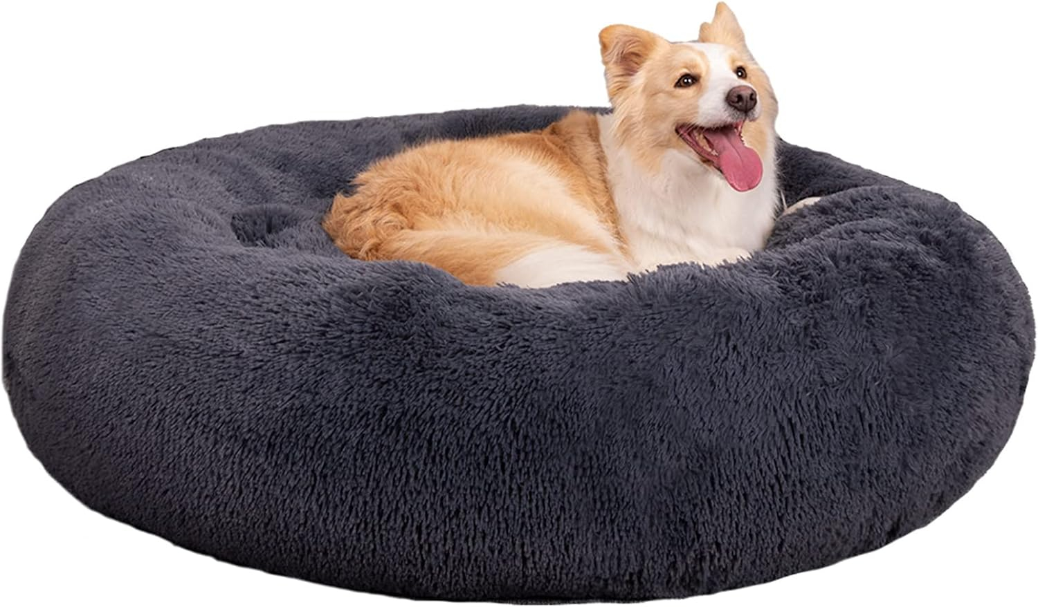 Amazon.com : Wellyelo 36" Extra Large Calming Dog Bed Fluffy Plush Anti ... in How donut shaped dog beds accommodate the unique needs of big dogs