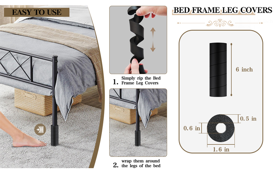 Amazon.com: Yueyin 8 Pcs Adjustable Bed Frame Toe Protectors, Bed Frame ... within How To Hide Metal Bed Frame Legs