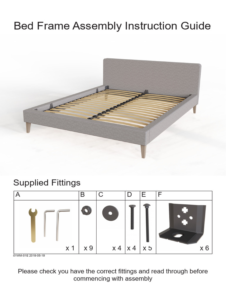 Bed Frame Assembly Instructions 2019 | Pdf | Screw | Nut (Hardware) throughout Allewie Bed Frame Assembly Instructions Pdf