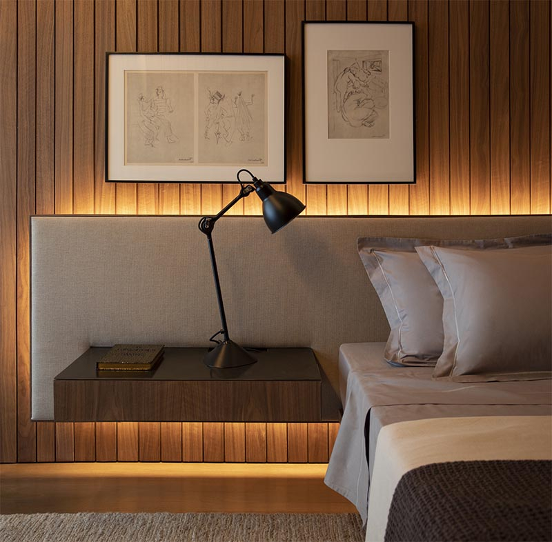 Bedroom Design Idea - An Extra Wide Headboard With Floating Bedside Tables inside Headboard With Floating Side Tables