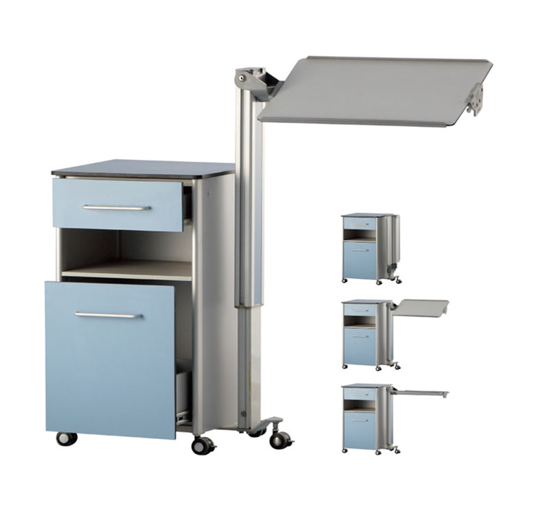 Bedside Tables With Overbed Table within Hospital Bedside Table With Drawers