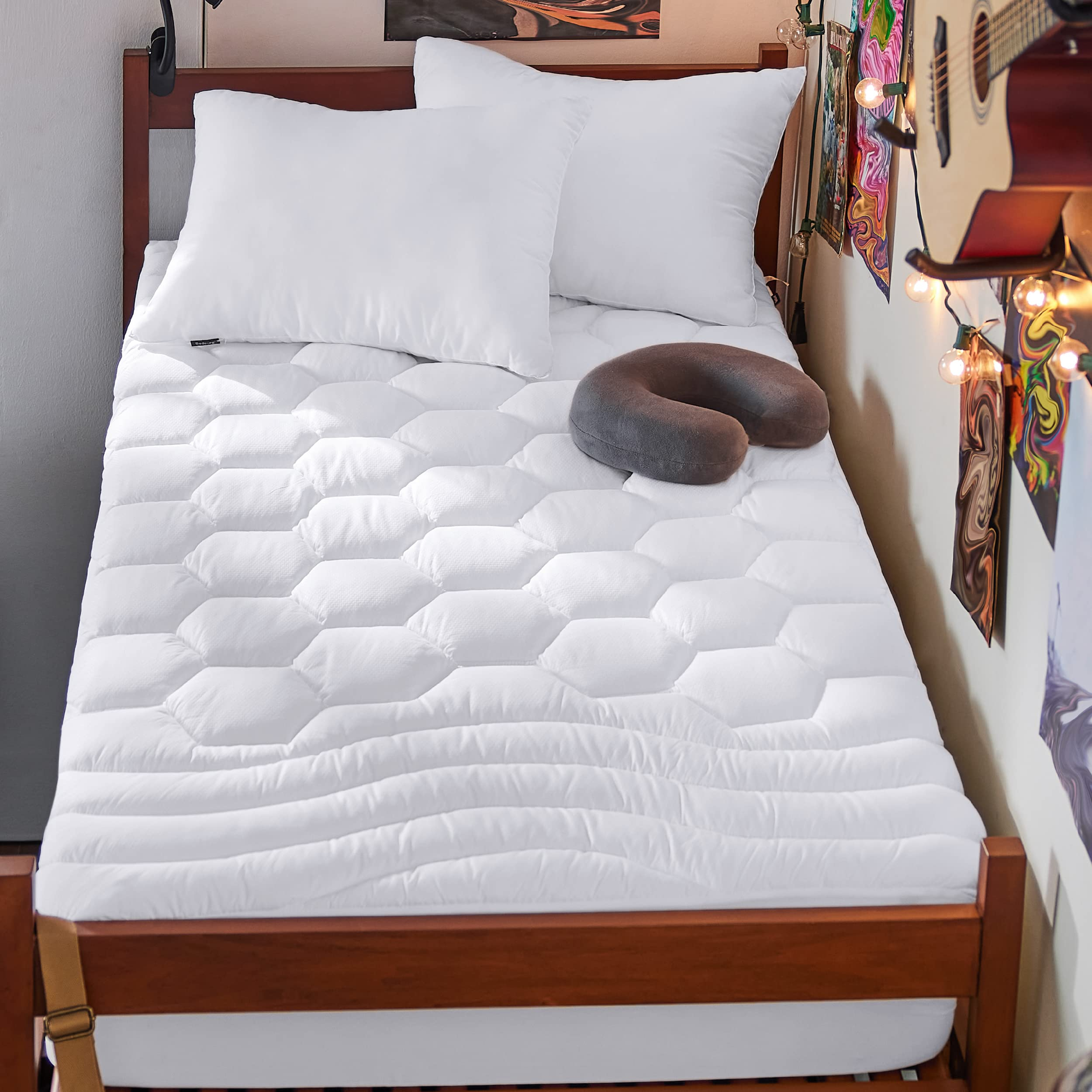 Bedsure Twin Xl Mattress Pad Deep Pocket Pillow Top Mattress Topper ... for Mattress Topper Cover Twin Xl