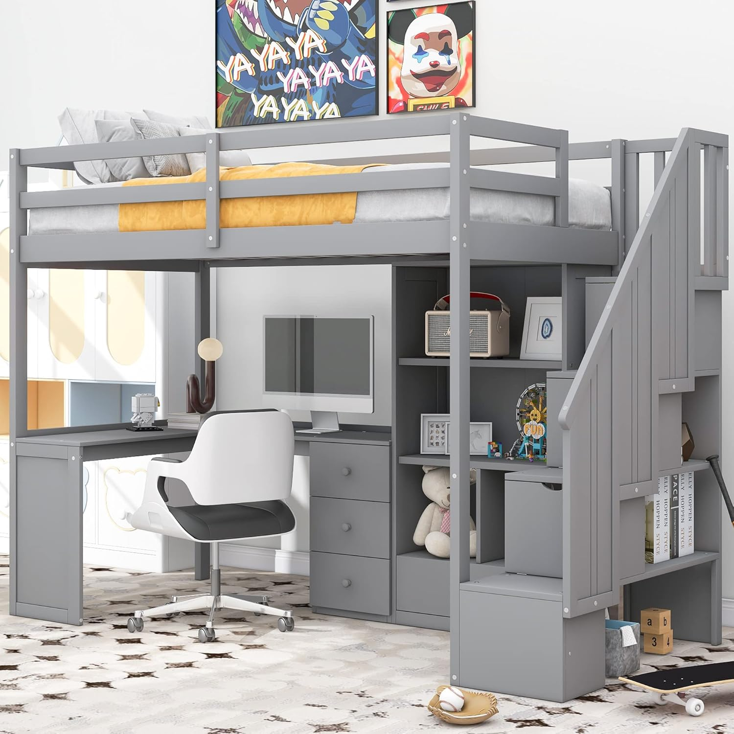 Bellemave Twin Size Loft Bed With Desk And Stairs Nepal | Ubuy regarding Creating comfortable sleeping spaces with proper twin mattress sizing