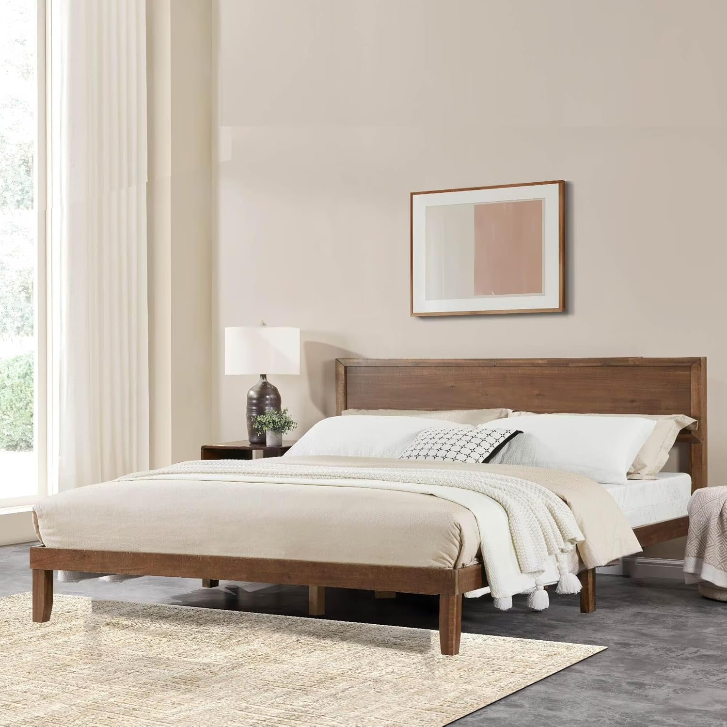 Bishe Wood King Size Bed Frame,Wooden King Platform Bed Frame With ... within Care and Maintenance Tips for Wooden King Platform Bed Frames