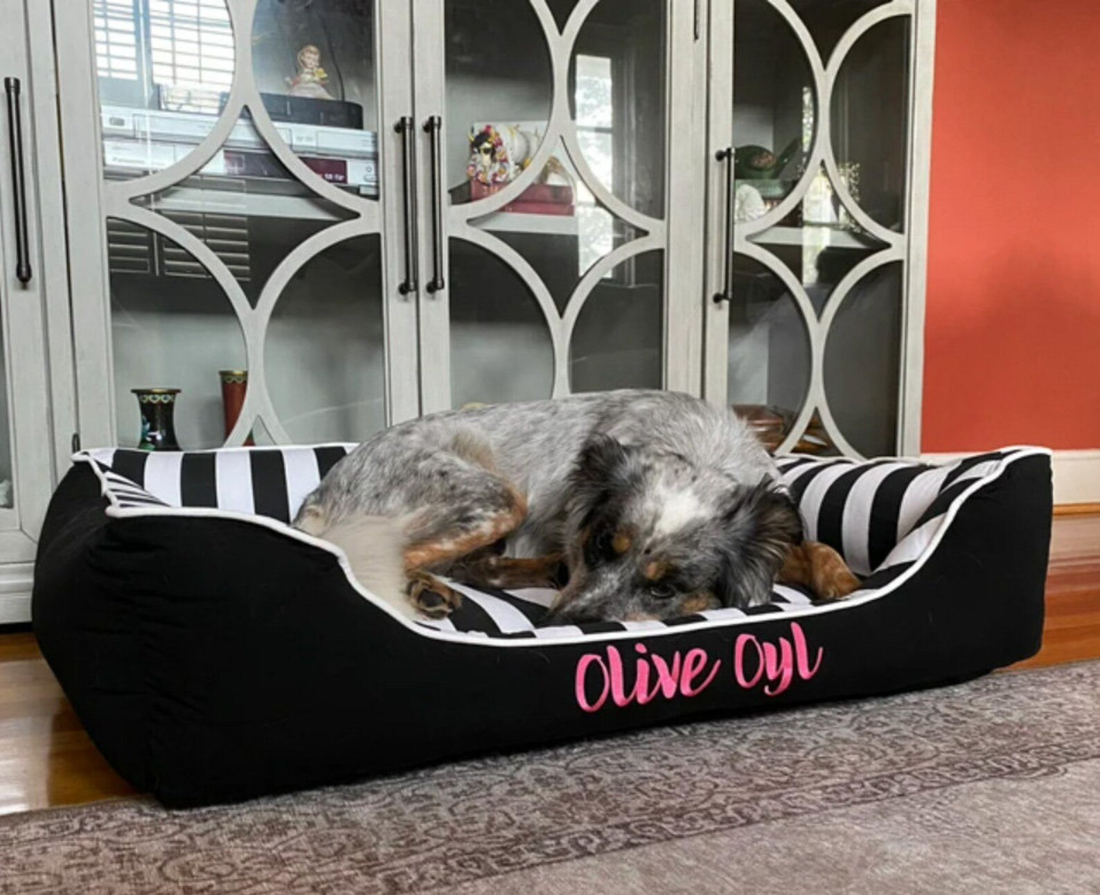 Black & White Stripe Dog Bed With Embroidery Stripe Bold - Etsy with regard to Designing Your Dog's Ideal Sleeping Space with Color and Functionality