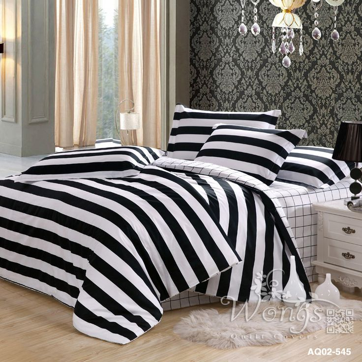 Black&White Striped Bedding Set Full Queen Size Bed New 100% Cotton ... in Maximizing comfort and style with black and white striped bed sheets in modern homes