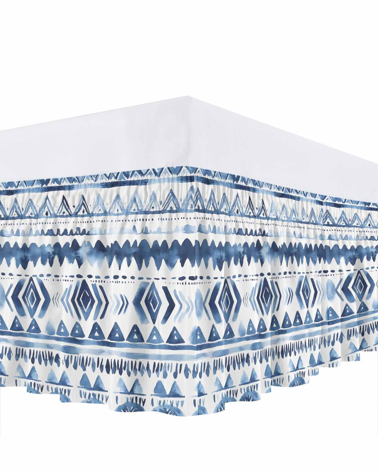 Bohemia Bed Skirt California King Size 18" Drop Blue Abstract Retro ... intended for Bed Skirts For California King
