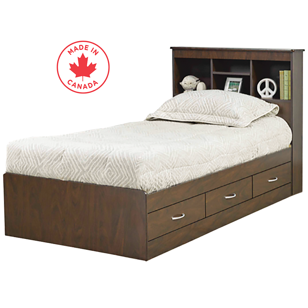 Bookcase Headboard Twin Mates Bed W/ Storage Drawers 1100 - Hudsons Of ... intended for Twin Bed With Bookcase And Storage