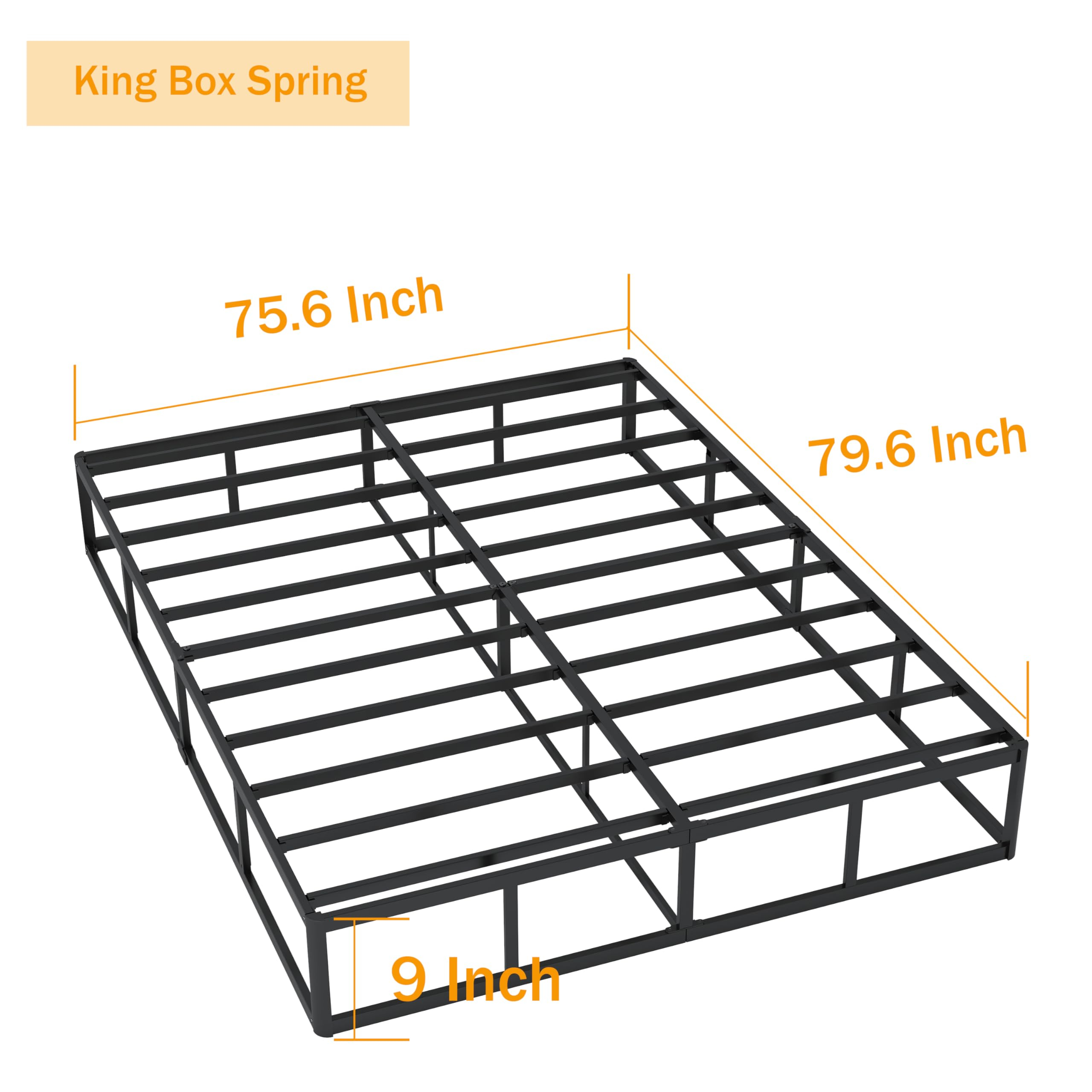 Box Springs King 9 Inch High Profile King Size Box Spring Strong Metal ... pertaining to What size box spring do you really need for a king bed?