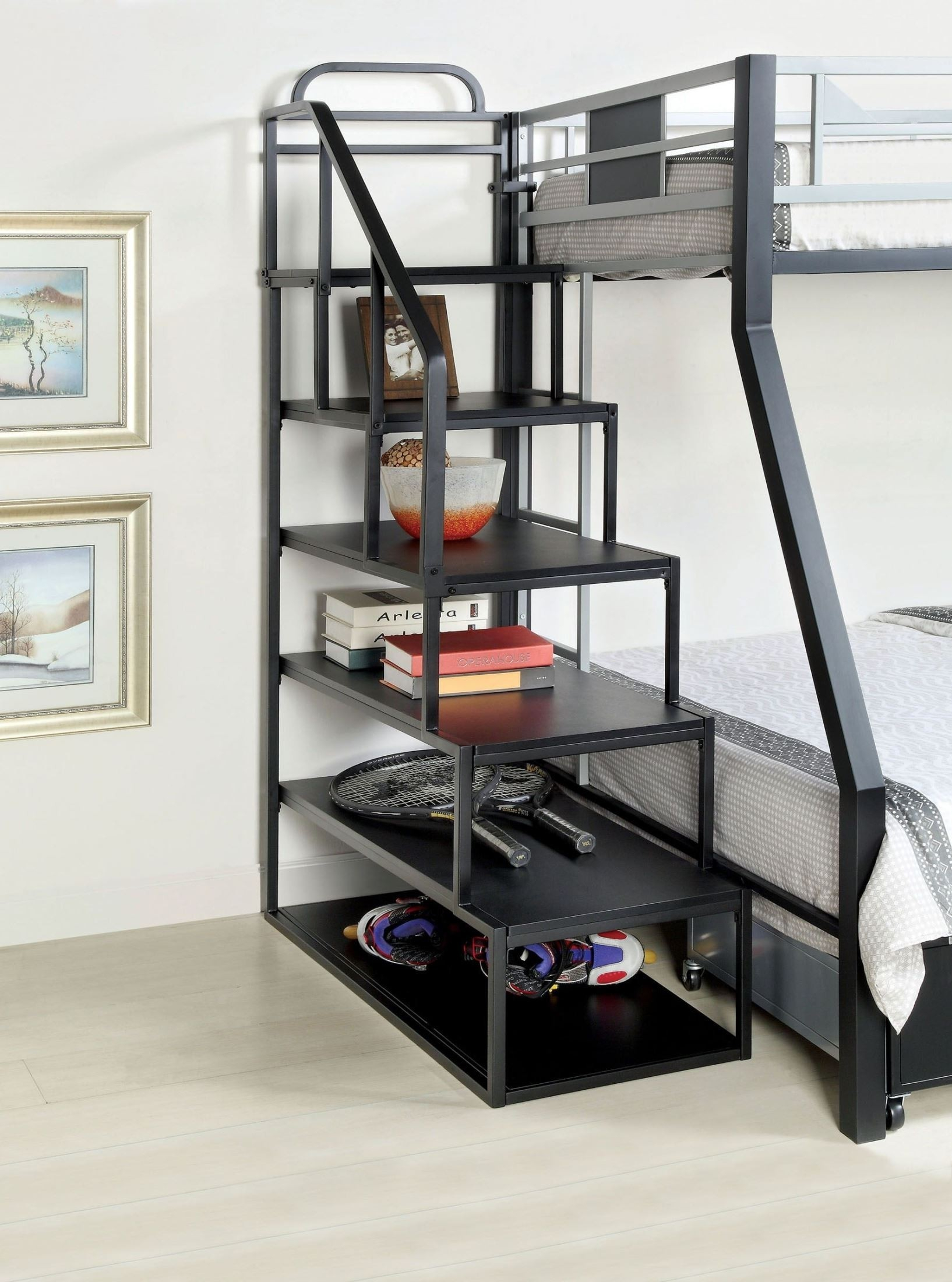 Bunk & Loft Bed Steps Stairs Only | Foter throughout Designing safe and functional loft bunk beds with steps for small spaces