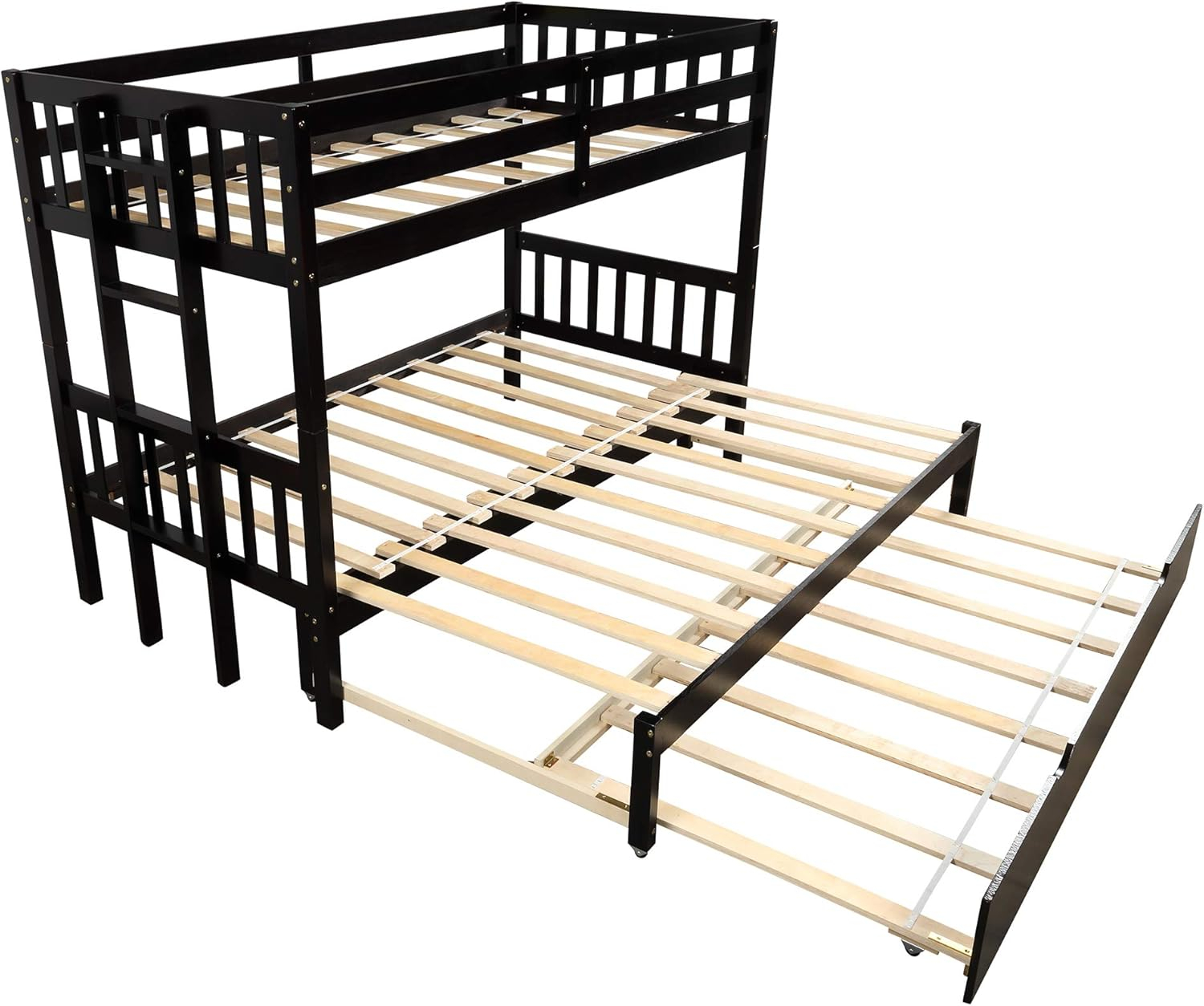 Buy Klmm Twin Over Pull-Out Bunk Bed With Trundle, Wooden Twin Over ... in The ultimate guide to bunk bed pull out mattress comfort and support