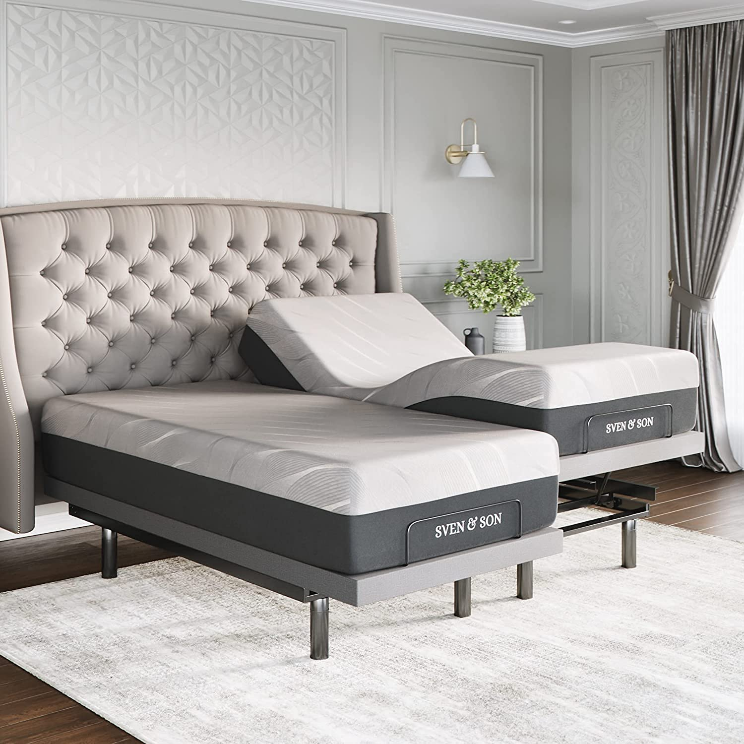 Buy Sven & Son Split California King Adjustable Bed Base Frame Platinum ... within California King Bed Base Requirements Explained Simply