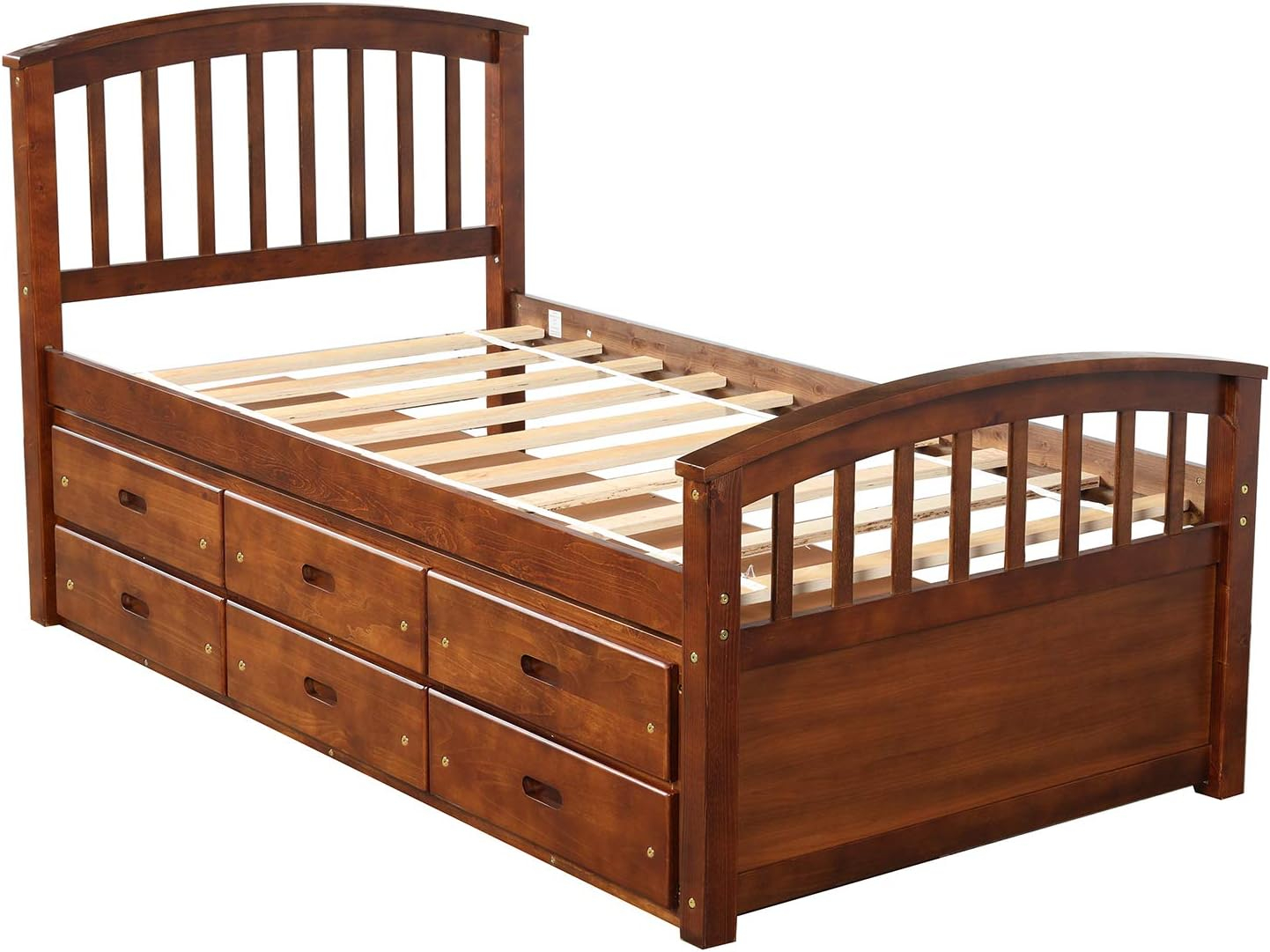 Buy Wood Twin Bed With Storage Platform Bed With 6 Drawers And ... regarding How to Choose the Perfect Twin Captains Bed with 6 Drawers for Your Bedroom