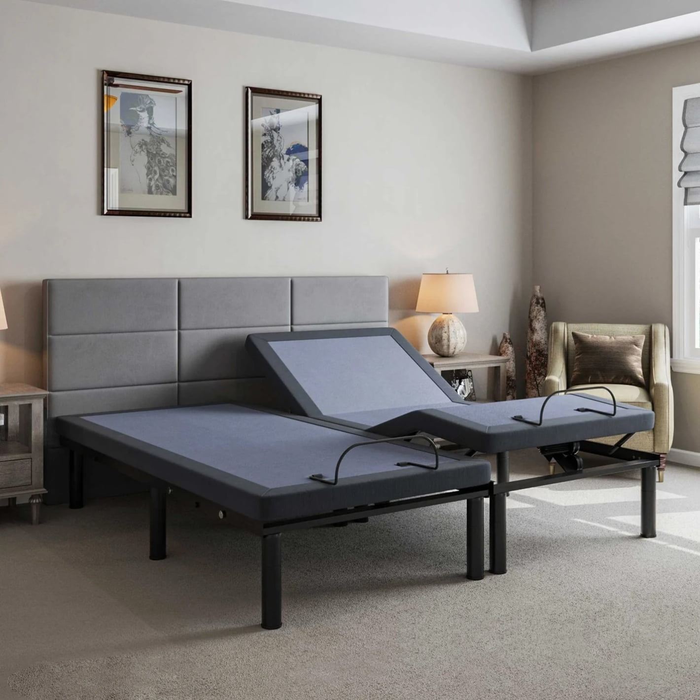 Cal King Split Adjustable Bed Frame With Wireless Remote & Bulit In ... intended for King Split Adjustable Bed Base