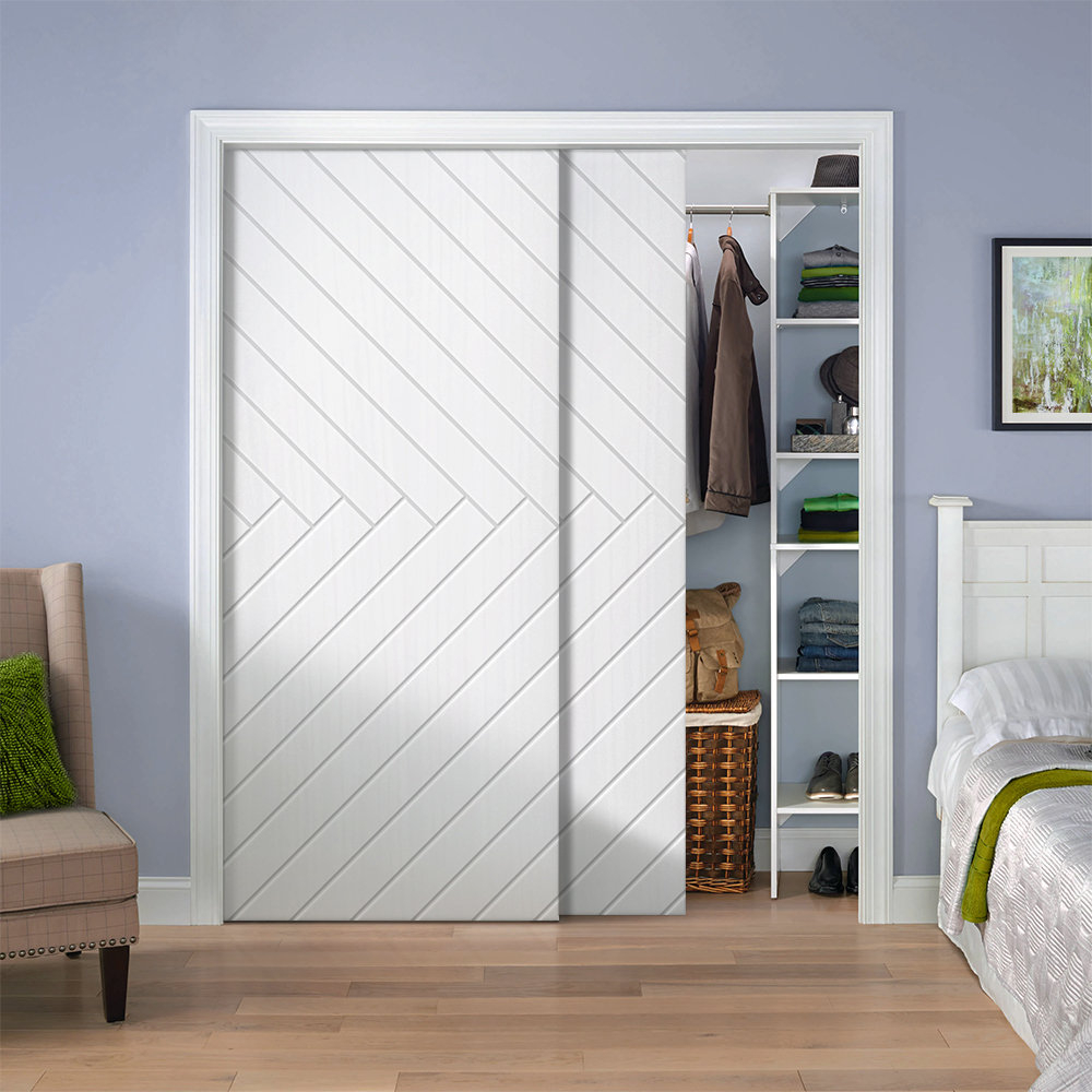 Calhome Paneled Manufactured Wood Sliding Closet Doors | Wayfair throughout Wood Sliding Closet Doors For Bedrooms