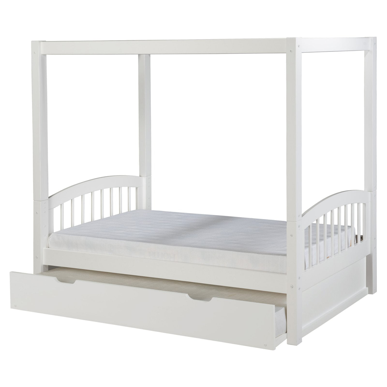 Camaflexi Twin Size Canopy Bed With Twin Trundle - Arch Spindle ... for Twin Canopy Bed With Trundle