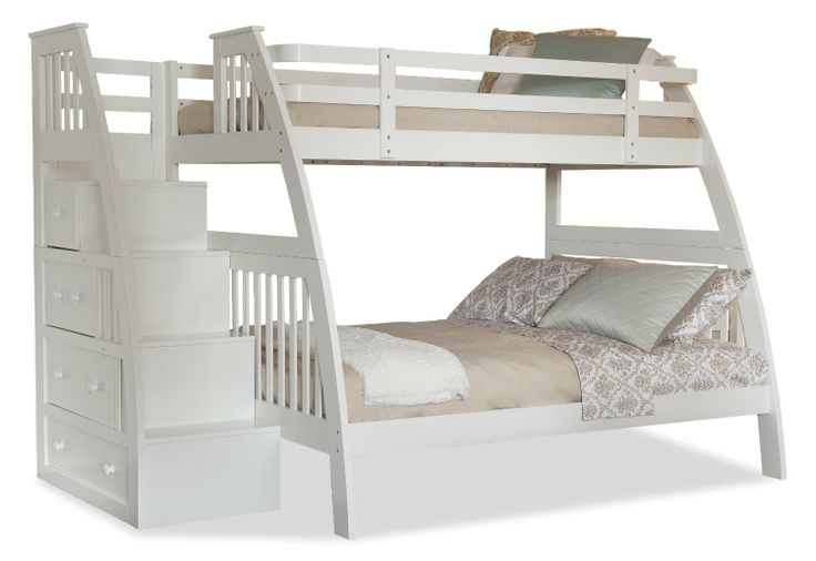 Canwood Ridgeline Bunk Bed With Built-In Stairs Drawers, Twin Over Full ... for Creating a secure sleeping environment with white bunk beds featuring stairs
