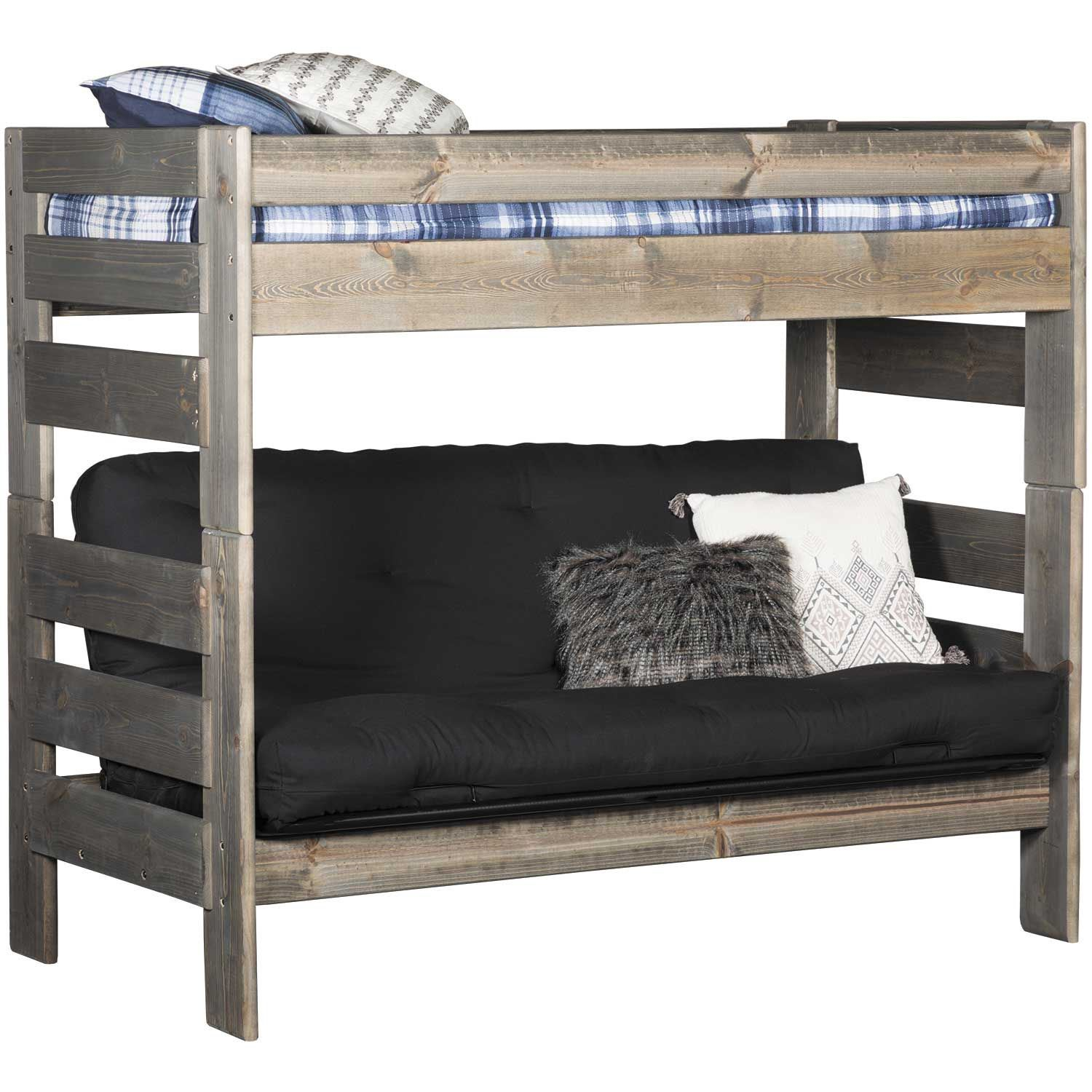 Cheyenne Driftwood Twin Over Twin Futon Bunk Bed | Dw-4705/4706/4707 ... throughout Maximizing Small Spaces with Wood Loft Bed and Futon Combinations
