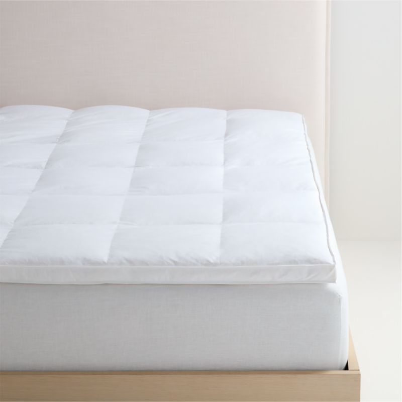 Classic Organic Cotton Queen Down Feather Mattress Topper | Crate & Barrel intended for Down Feather Mattress Topper Queen