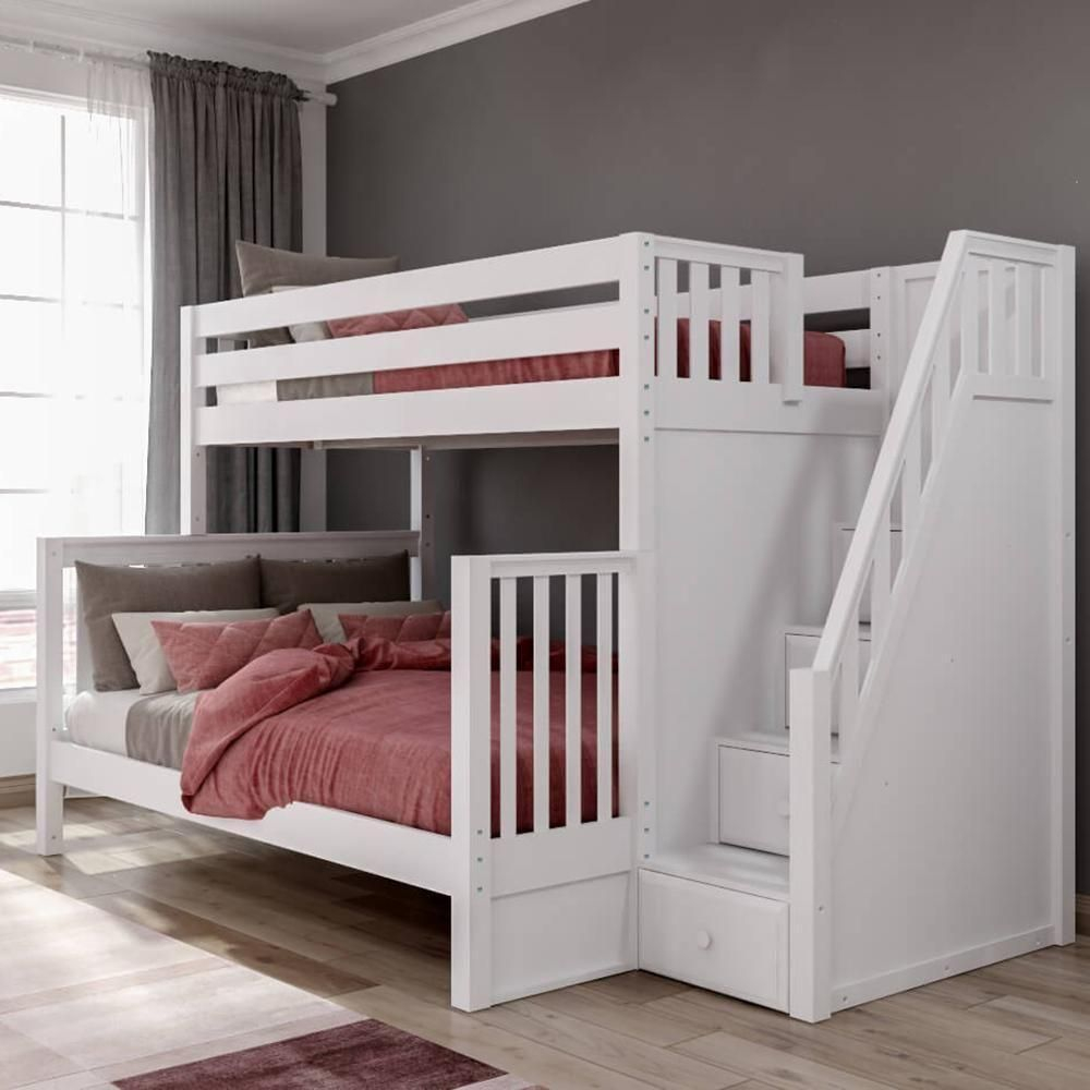 Classic Twin Xl Over Queen Bunk Bed With Stairs | Bunk Bed Designs ... with Queen Bunk Bed With Stairs