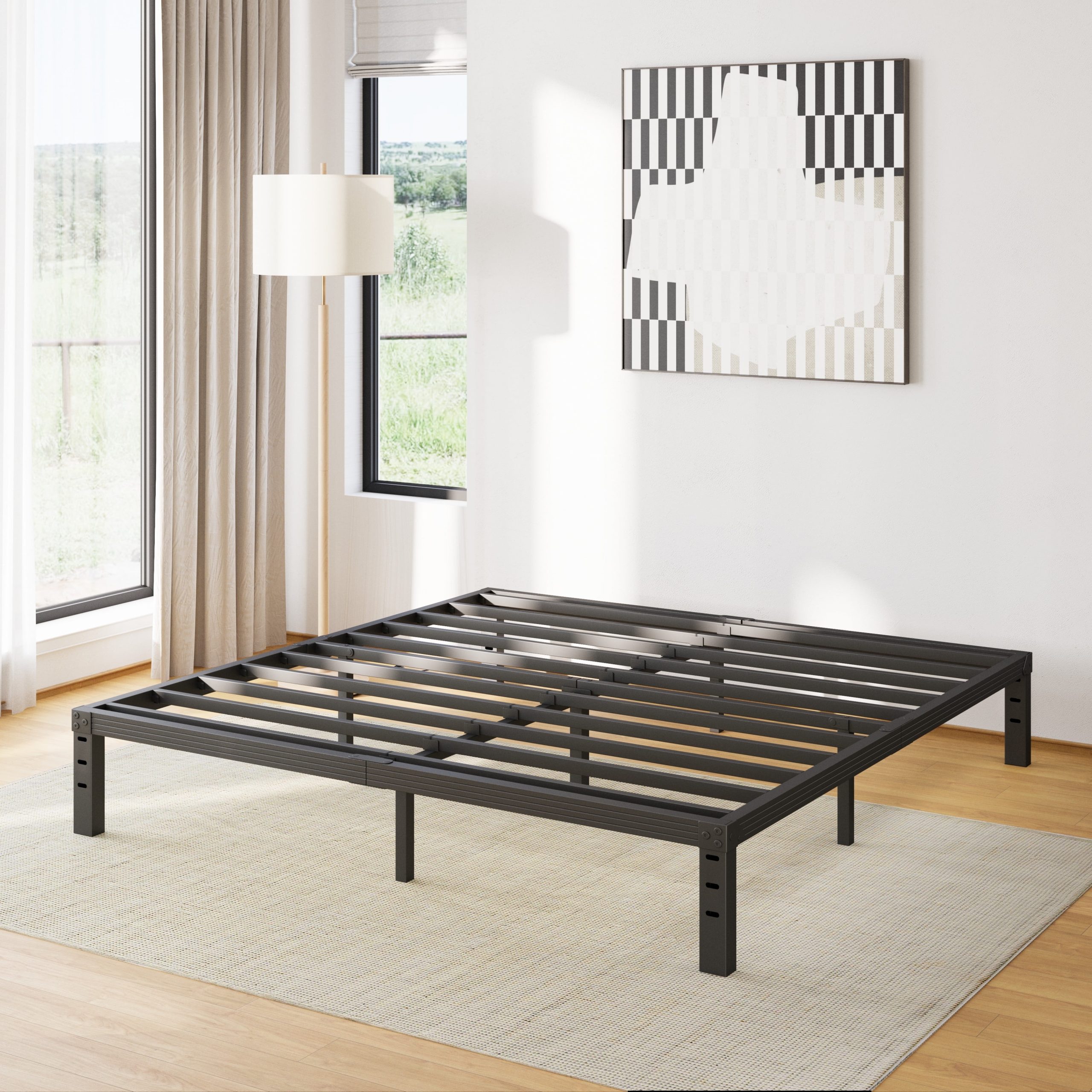 Comasach 12 Inch King Bed Frame, Easy Assembly, No Box Spring Needed ... throughout Understanding the durability advantages of metal platform king bed frames