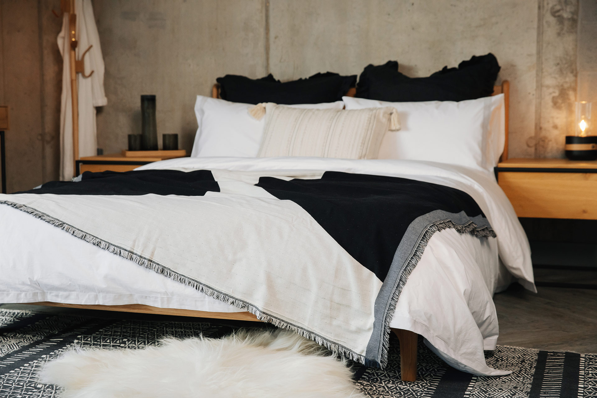 Cotton Bedding With Linen Border | Natural Bed Company throughout Black and white bed linen trends that will last beyond this season