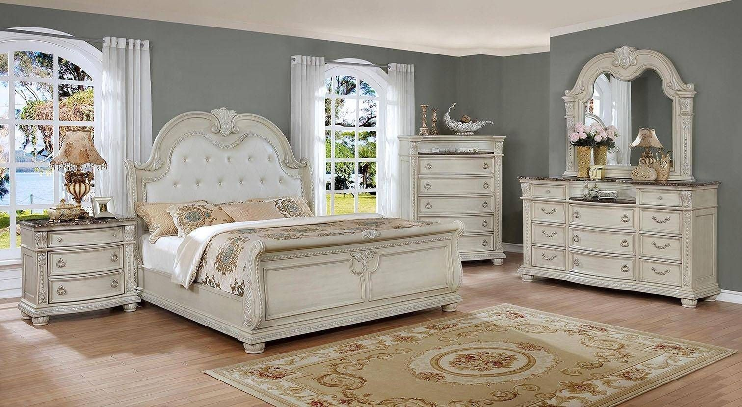 Crown Mark B1630 Stanley Antique White Solid Wood King Bedroom Set 3Pcs ... regarding Design trends shaping the future of solid wood white bedroom furniture