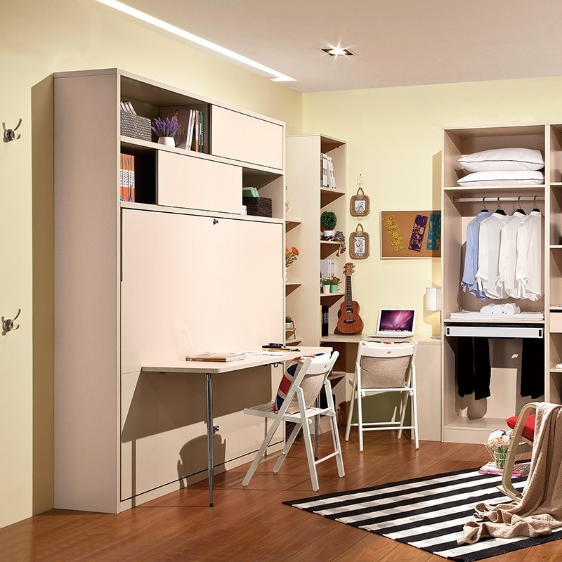 Desk + Queen Horizontal Hidden Wall Bed, Space Saving, Foldable Murphy ... throughout Maximizing Small Spaces with Horizontal Wall Bed and Desk Integration