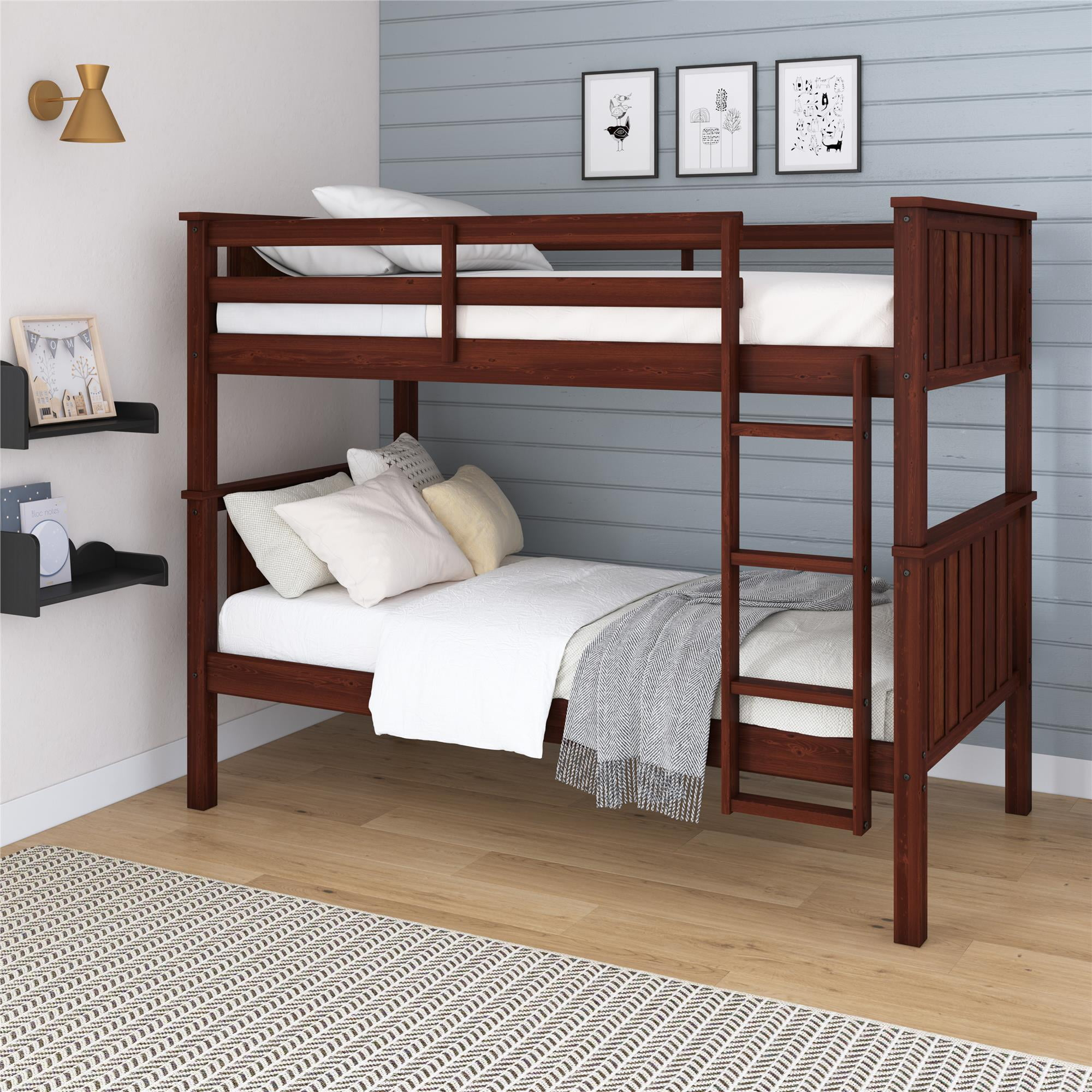 Dhp Bailen Convertible Solid Wood Bunk Bed, Twin-Over-Twin, Nutmeg ... for The Art of Building Quality Twin Bunk Beds with Solid Wood