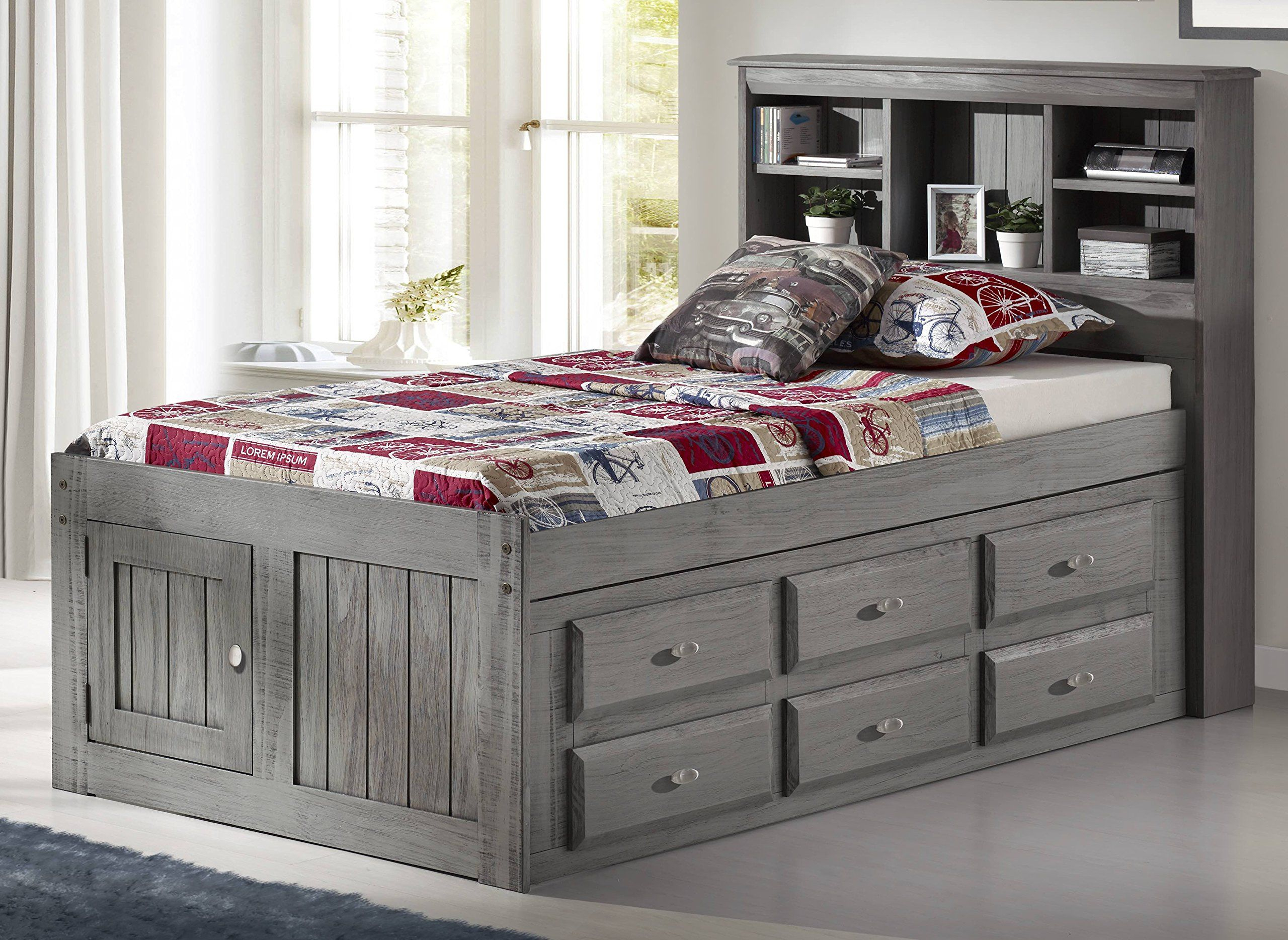 Discovery World Furniture Twin Captains Bed Bookcase With 6 Drawers And ... pertaining to How to Choose the Perfect Twin Captains Bed with 6 Drawers for Your Bedroom