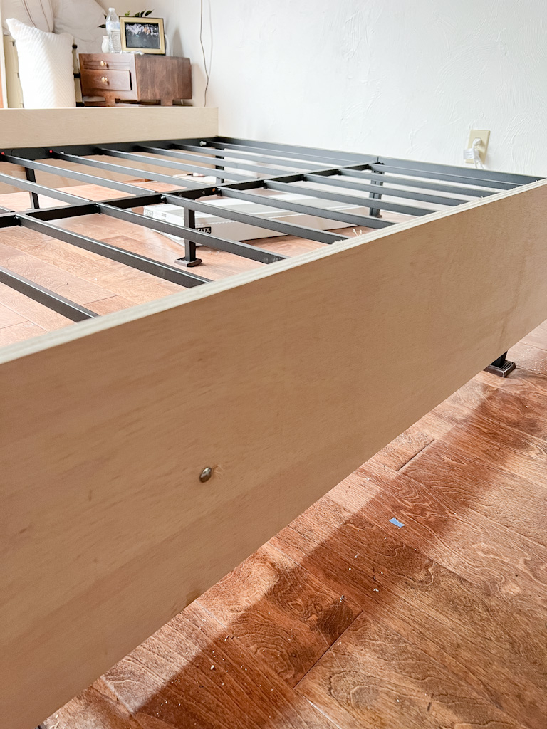 Diy Slip-Covered Bed Frame - Kassy On Design throughout Creative Ways to Hide Bed Frame Support Legs