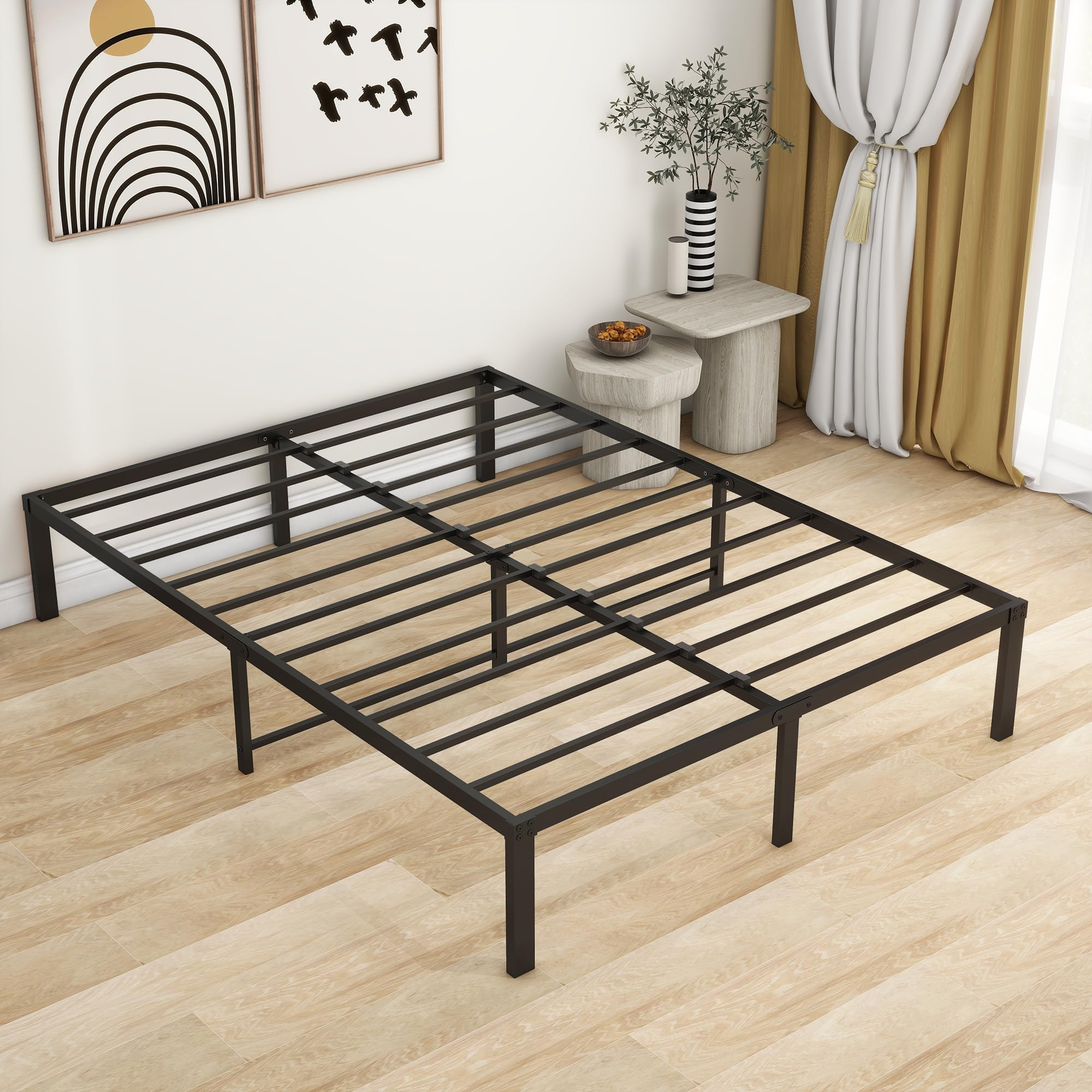 Dumee King Size Bed Frame, 36Cm High Metal Platform Bed Frames Kingsize ... pertaining to King Size Bed Frame With Headboard Metal
