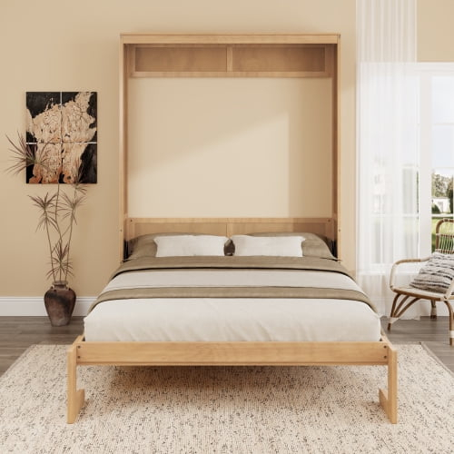 Duxelifin Queen Size Rattan Murphy Bed, Space-Saving Solid Wood Murphy ... for The art of selecting quality solid wood for murphy bed cabinet designs