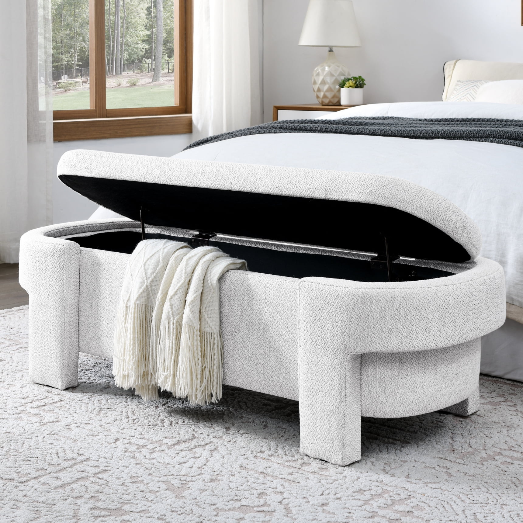 End Of Bed Storage Bench, Upholstered Entryway Bed Bench With Sturdy ... in Bench For Foot Of King Bed