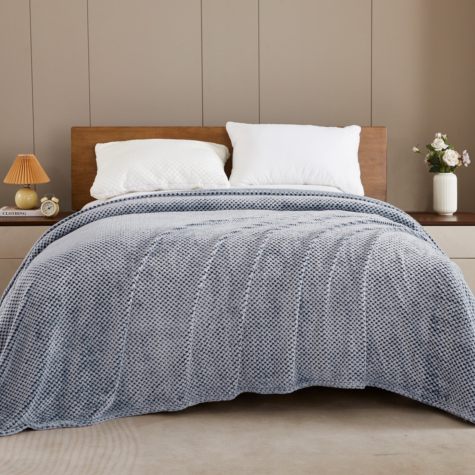 Exclusivo Mezcla Waffle Textured Soft Fleece Blanket, King Size Bed ... with regard to Blankets For King Size Beds