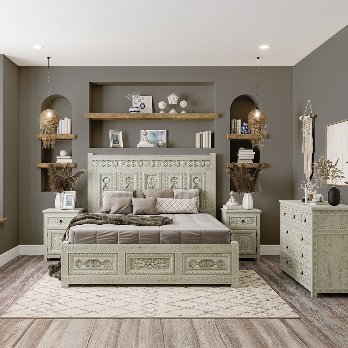 Farm Style Bedroom with Modern Farmhouse King Bedroom Set