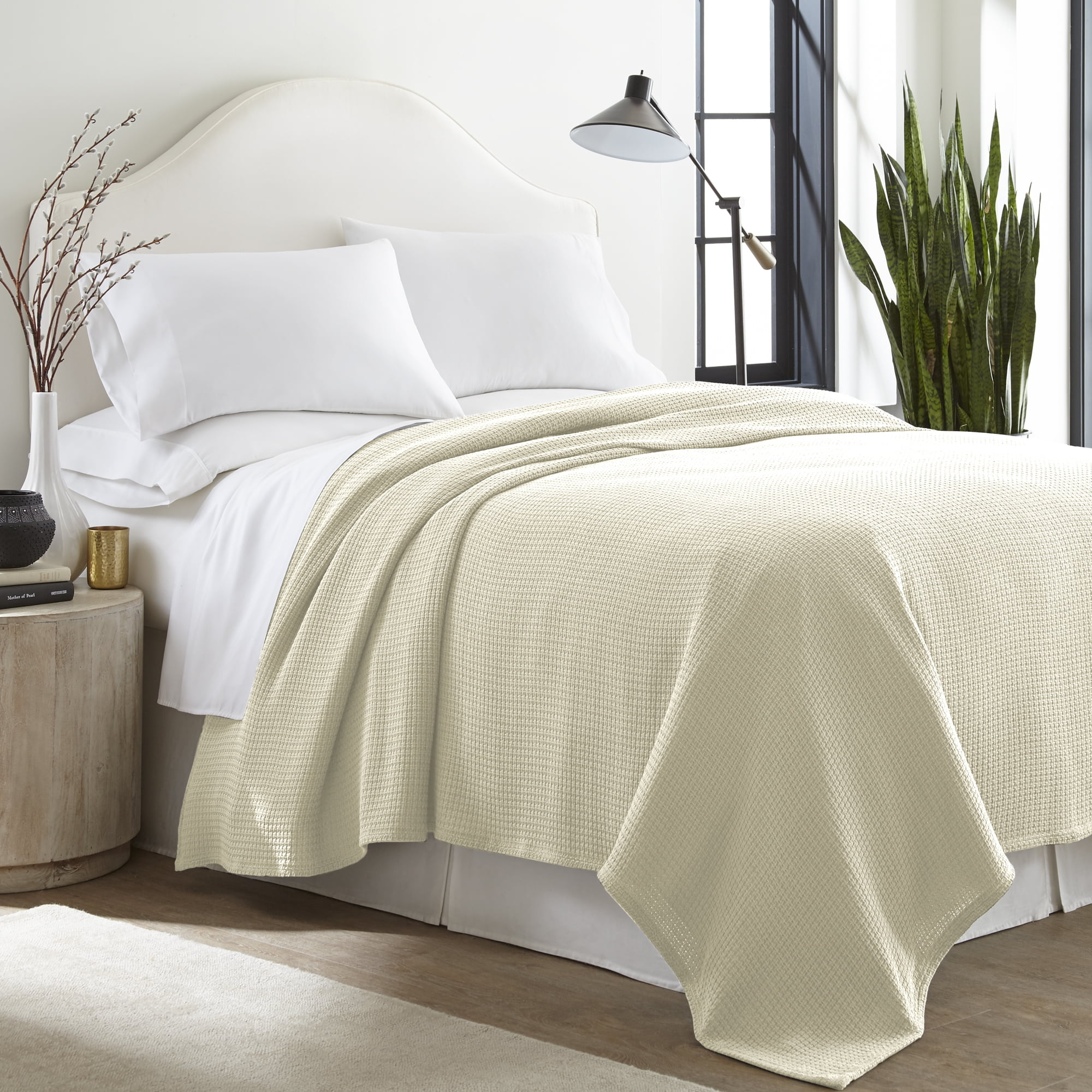 Floleo Ivory Cotton Bed Blanket, King-Lightweight,Breathable - Walmart.com with Blankets For King Size Beds