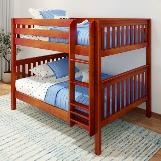Full Over Full Low Bunk Bed With Straight Ladder- Solid Wood pertaining to Full Over Full Low Bunk Bed