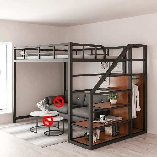 Full Size Adult Metal Loft Bed With Stairs (Multiple Colors)(400 Lbs ... for Full Size Stair Loft Bed