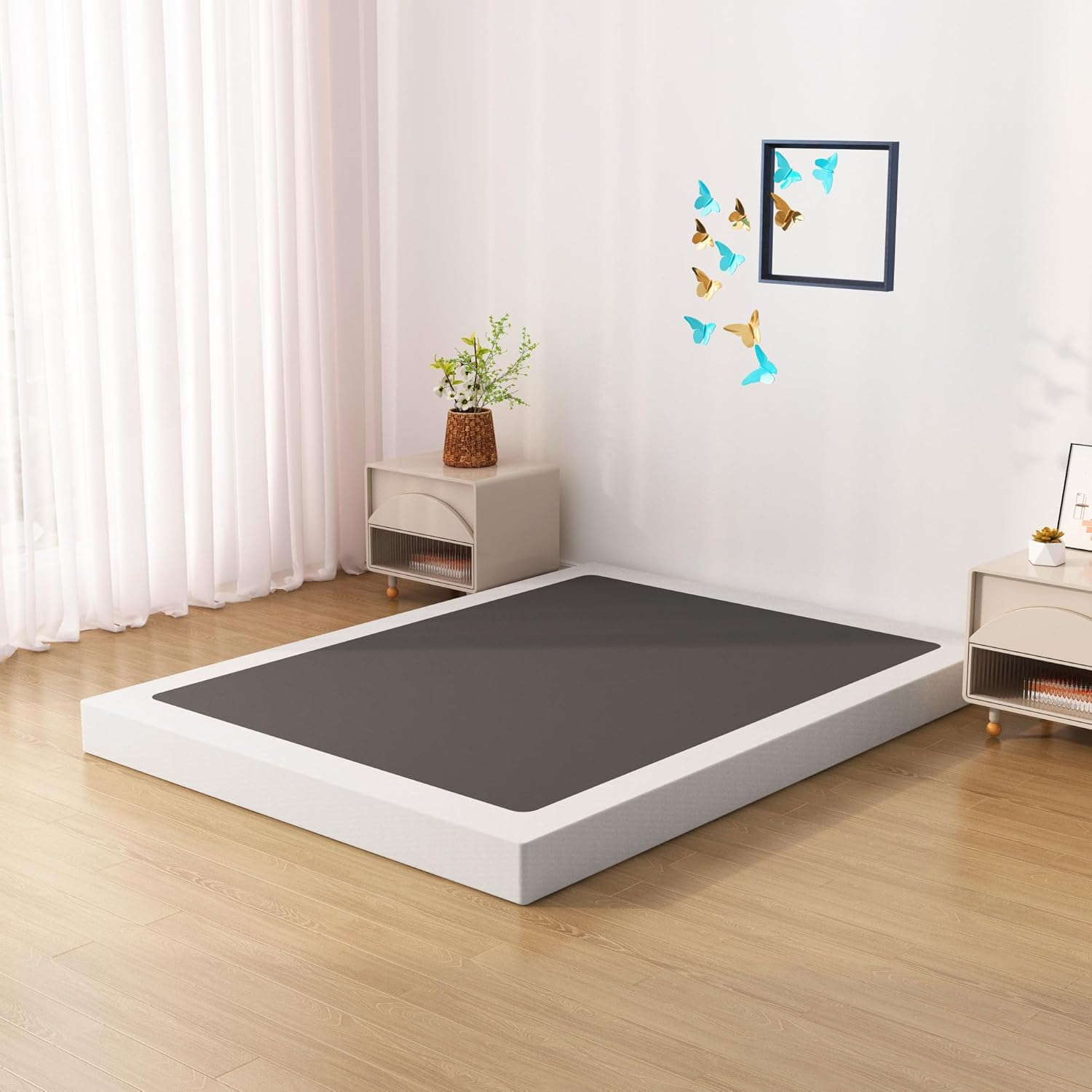 Full Size Box Spring Bed Base 6 Inch, Low Profile Metal Boxspring Full ... regarding Low Profile Mattress Box Spring