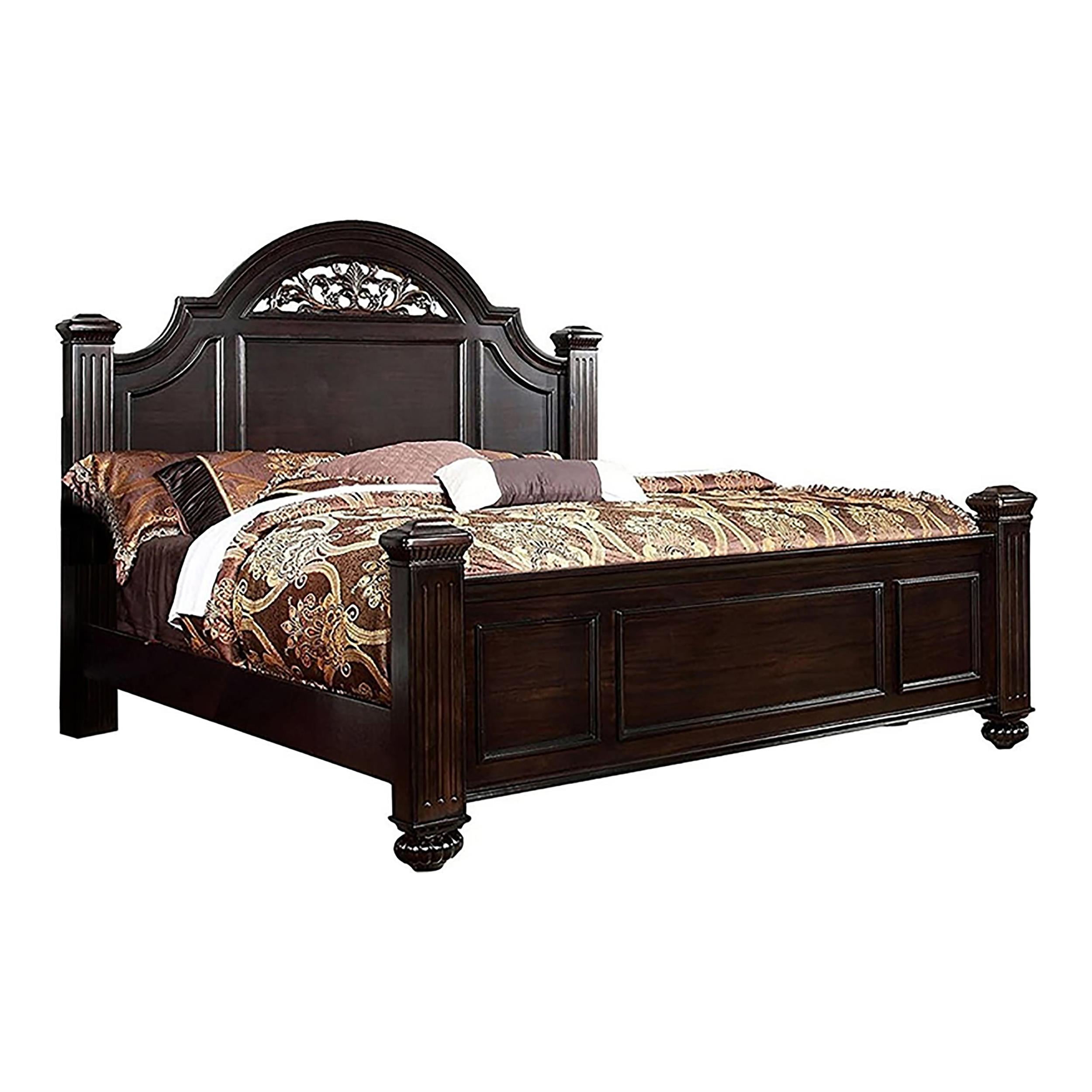 Furniture Of America Damos Solid Wood California King Panel Bed In Dark ... inside Solid Wood California King Bed Frame